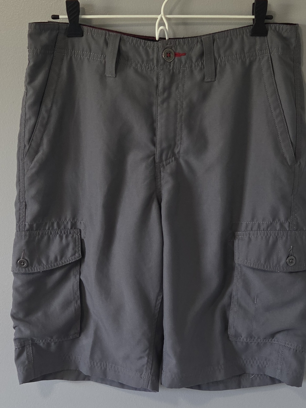 Tony Hawk Men's Gray Cargo Shorts Flat Front 12" Inseam Soft Activewear 31 Waist